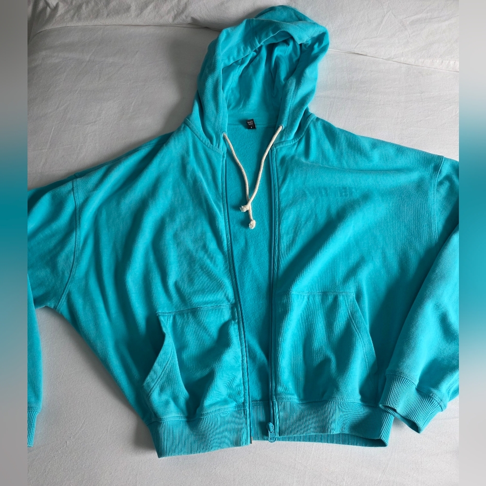 Raw Lounge Oversized Zip Hoodie - Aqua Blue